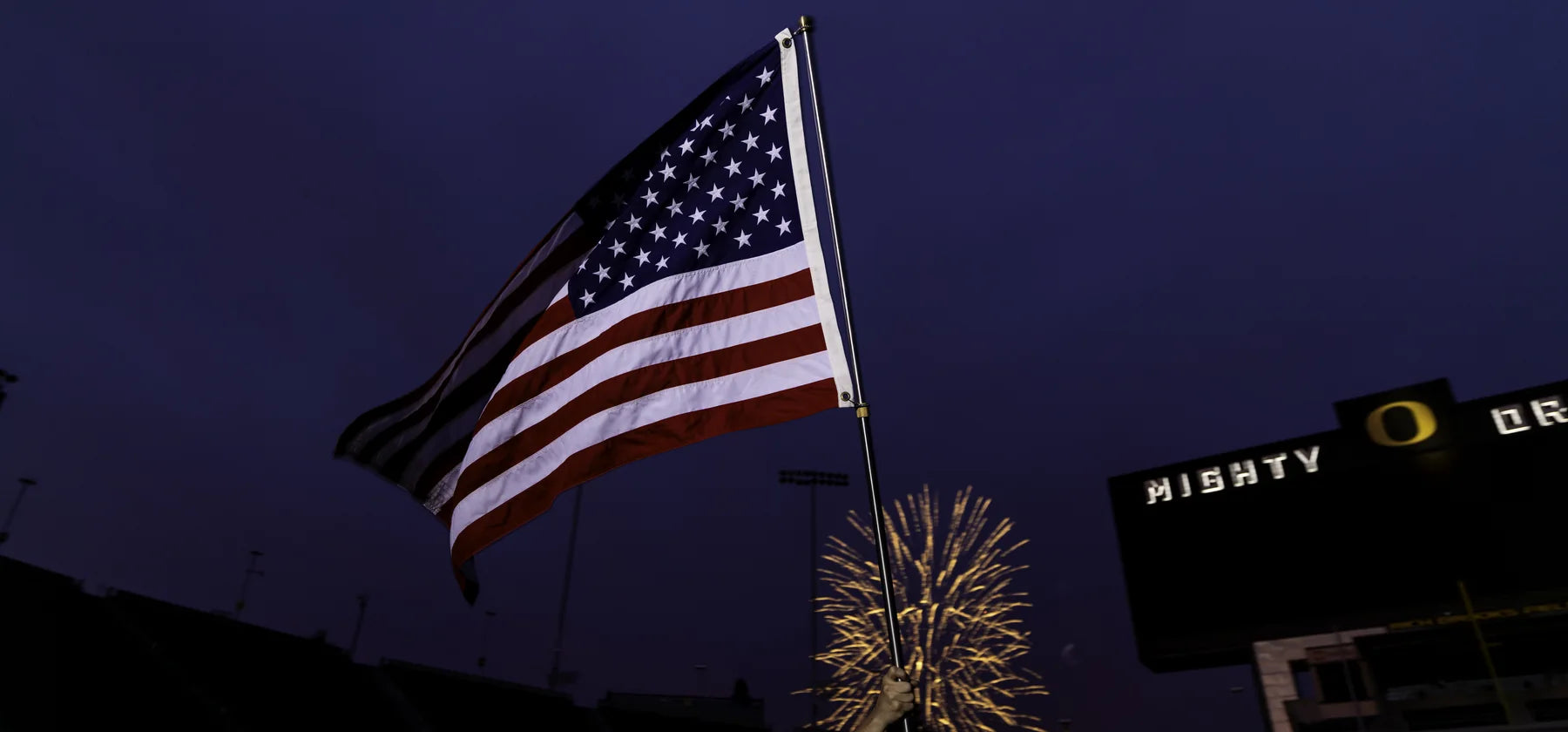 United States flag at Autzen Stadium during the Gameday Flags America 250 photoshoot