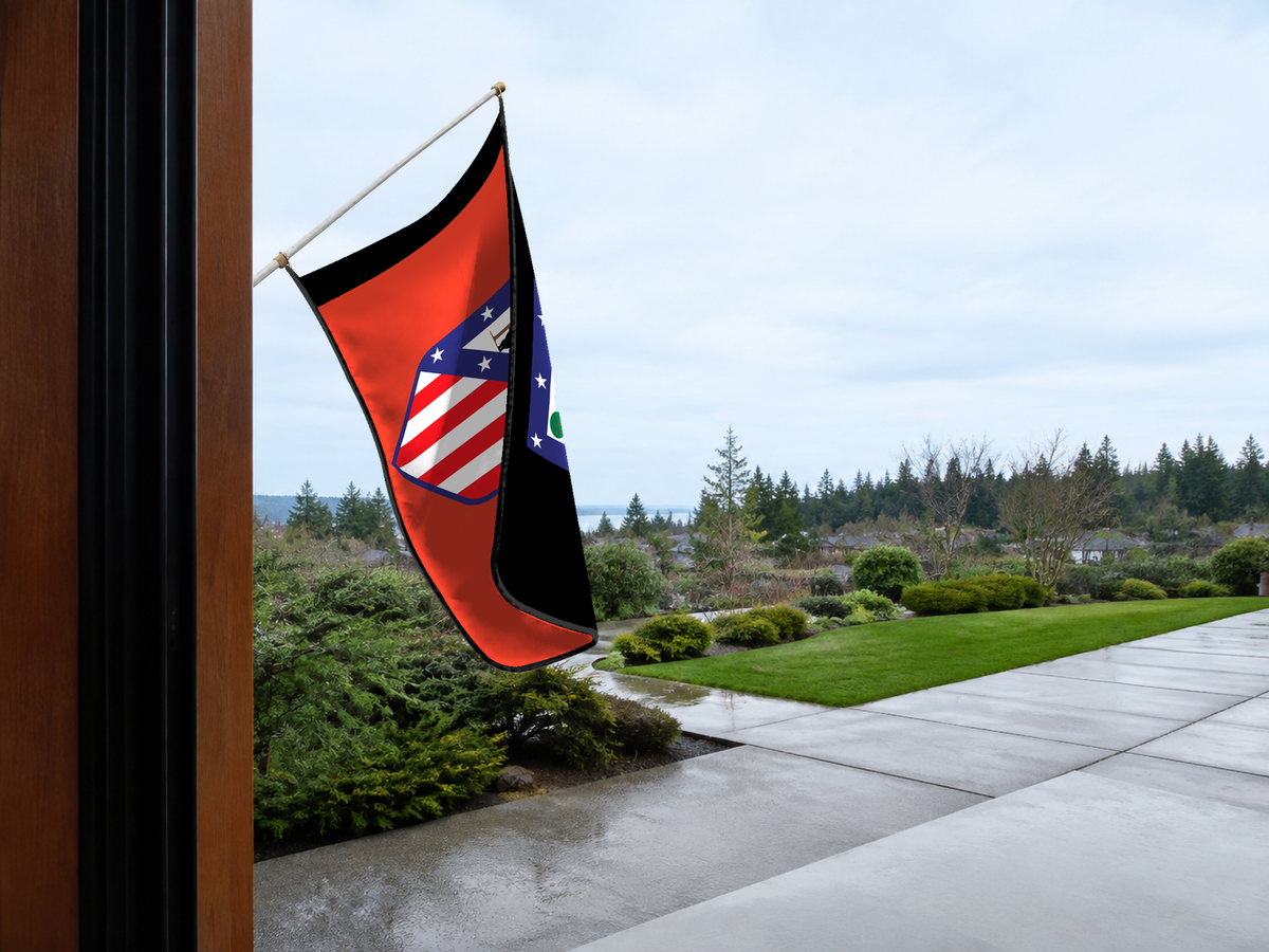 Atlético Madrid Authentic Gameday Flag — approved one-scene environment view — EXO R89 — item_id=euro-soccer-atletico-madrid — source_sha256=536eb4d783e696e38138c2c660291e14829a69177c307a7d5d79e9b8feafbf3f