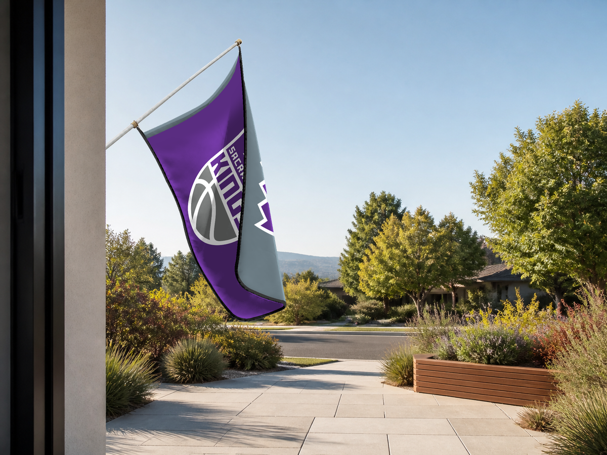 Sacramento Kings Authentic Gameday Flag — approved one-scene environment view — EXO R89 — item_id=nba-sacramento-kings — source_sha256=b1d0a9f9e32e3eecbe40c0867fba20256a7c4c3a2009d8bb06f70e629c08efbb