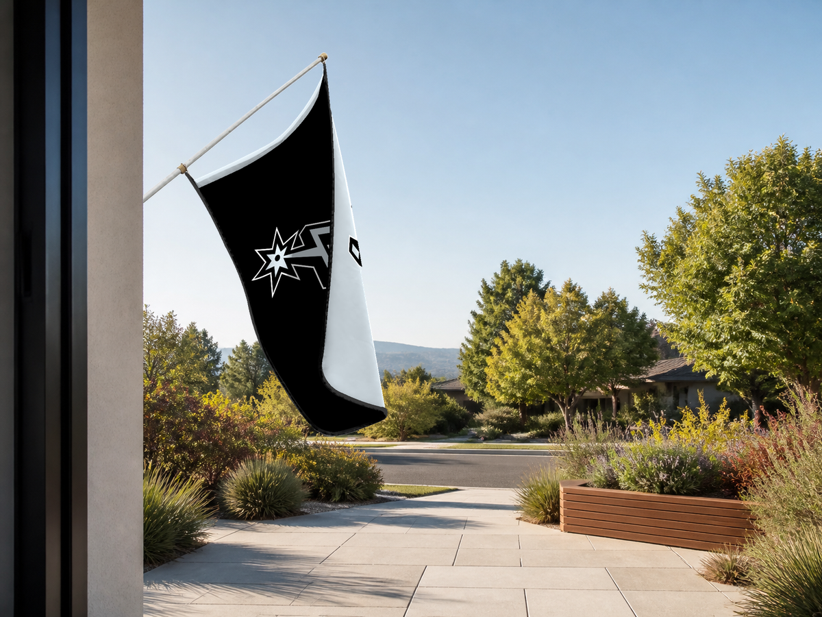 San Antonio Spurs Authentic Gameday Flag — approved one-scene environment view — EXO R89 — item_id=nba-san-antonio-spurs — source_sha256=3548a3bb54727e642b048196137af70d204d7e3dc6a95f11e65ed40728eb6797