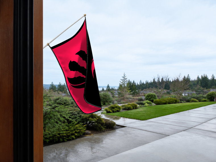 Toronto Raptors Authentic Gameday Flag — approved one-scene environment view — EXO R89 — item_id=nba-toronto-raptors — source_sha256=11d3b07561bb9342a2a52078ba24697439d9cfa93fee5539ae01605d715d2d79