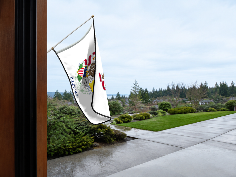 Illinois State Flag Authentic Gameday Flag — approved one-scene environment view — EXO R89 — item_id=state-illinois — source_sha256=3ba1e721a3ffbd079cbcb4031c5cd16881b34df62fff12e213a1072e734af84d