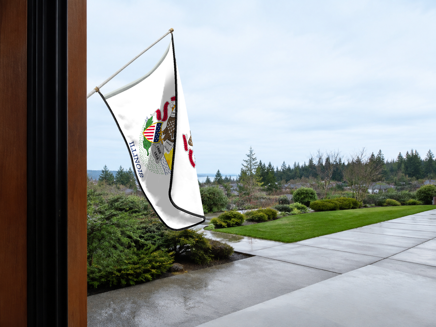 Illinois State Flag Authentic Gameday Flag — approved one-scene environment view — EXO R89 — item_id=state-illinois — source_sha256=3ba1e721a3ffbd079cbcb4031c5cd16881b34df62fff12e213a1072e734af84d