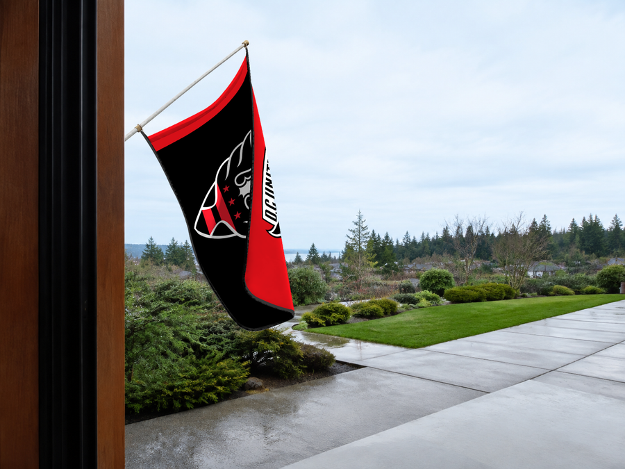 D.C. United Authentic Gameday Flag — approved one-scene environment view — EXO R89 — item_id=mls-d-c-united — source_sha256=564fc7cfd8e21a46fa5ffd4ca20fe183caed35f741c2dfb3c01a9216a3059fdf
