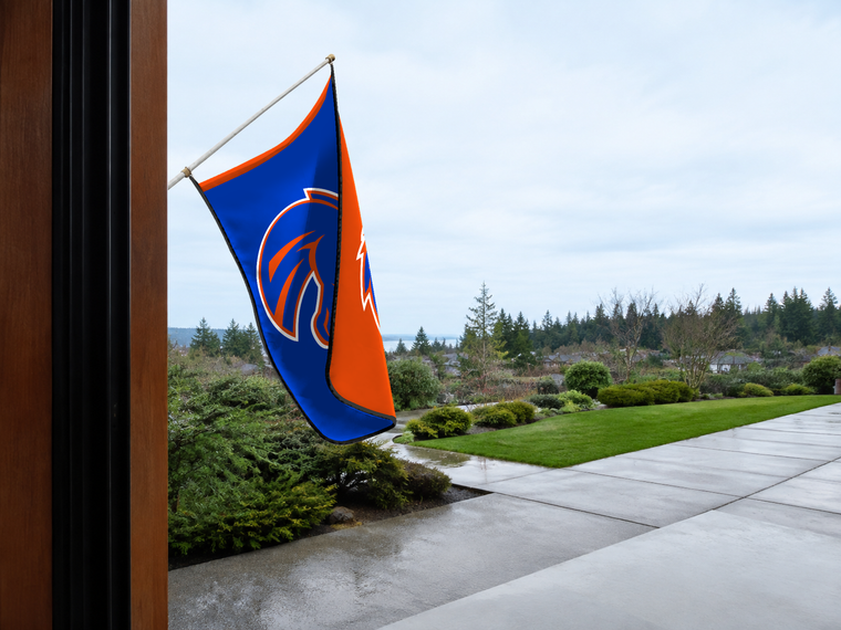 Boise State Broncos Authentic Gameday Flag — approved one-scene environment view — EXO R89 — item_id=ncaa-fbs-boise-state-broncos — source_sha256=a90e354e672f32cf326ce2c521c2387fde2ded953791472b3027a0100ea820fa