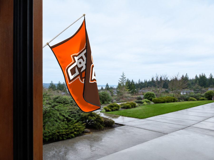 Bowling Green Falcons Authentic Gameday Flag — approved one-scene environment view — EXO R89 — item_id=ncaa-fbs-bowling-green-falcons — source_sha256=41fee29d42f7a1b4a4f0b8775f94fc64eb617057a1254ae9014bc5b453c2a235