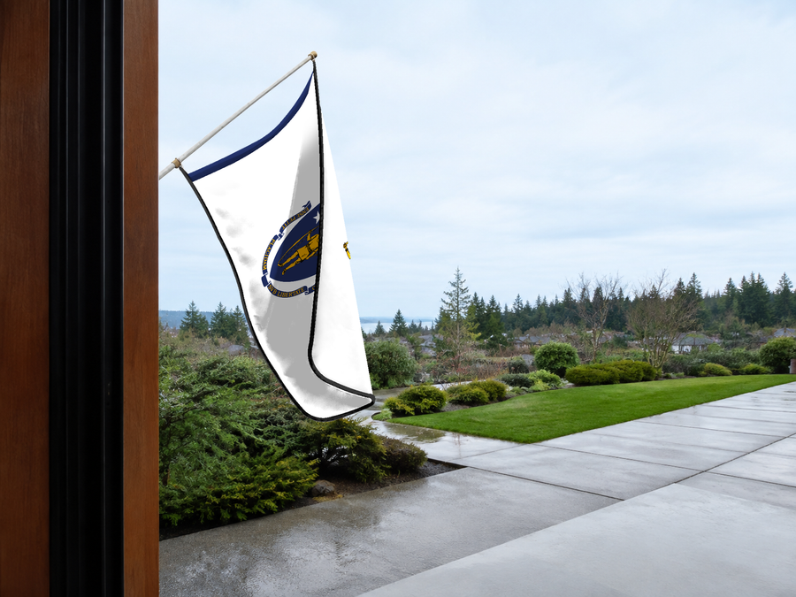Massachusetts State Flag Authentic Gameday Flag — approved one-scene environment view — EXO R89 — item_id=state-massachusetts — source_sha256=360bbbfd3f7d108c1ed3cf8ff670fde1c8bd2917718f7c78990691ed2ef350b0