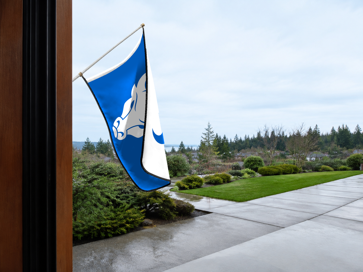 Buffalo Bulls Authentic Gameday Flag — approved one-scene environment view — EXO R89 — item_id=ncaa-fbs-buffalo-bulls — source_sha256=723434abca36ba26ed0502884e3177bd772255713828ec6a8cab198ed80ead2f