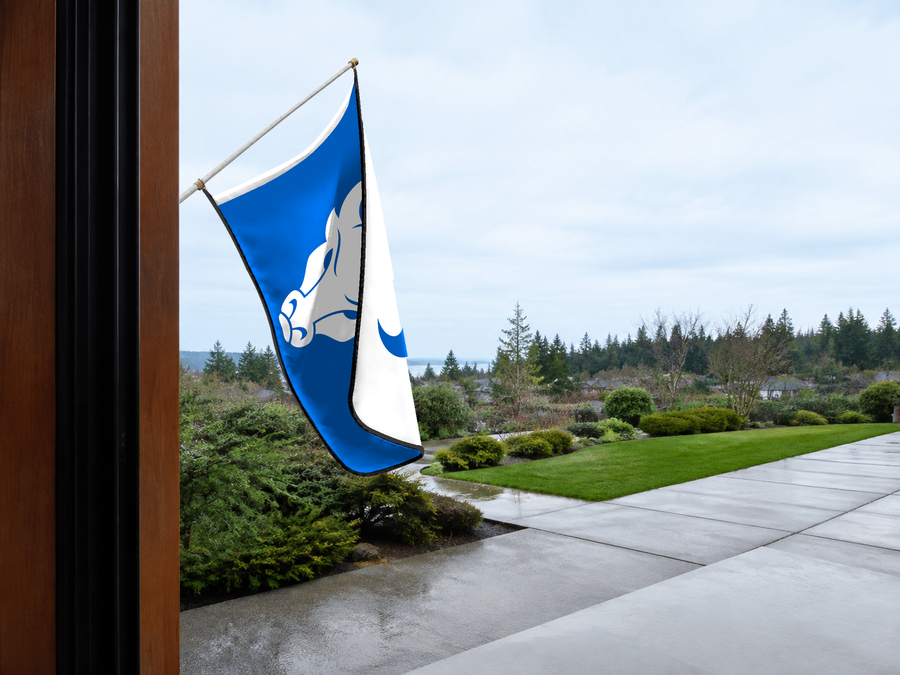 Buffalo Bulls Authentic Gameday Flag — approved one-scene environment view — EXO R89 — item_id=ncaa-fbs-buffalo-bulls — source_sha256=723434abca36ba26ed0502884e3177bd772255713828ec6a8cab198ed80ead2f