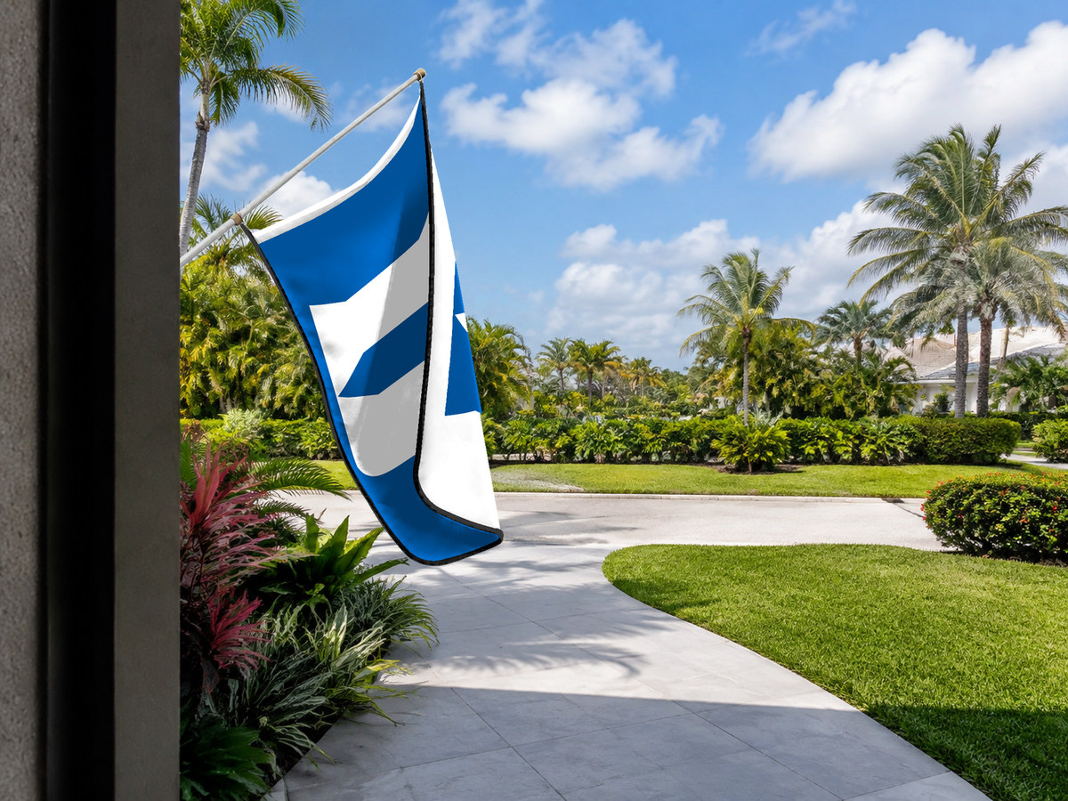 Duke Blue Devils Authentic Gameday Flag — approved one-scene environment view — EXO R89 — item_id=ncaa-fbs-duke-blue-devils — source_sha256=8932ff243183663bf9fe6579f641872be0f6efd78cbdb859b86e3726301a7d42