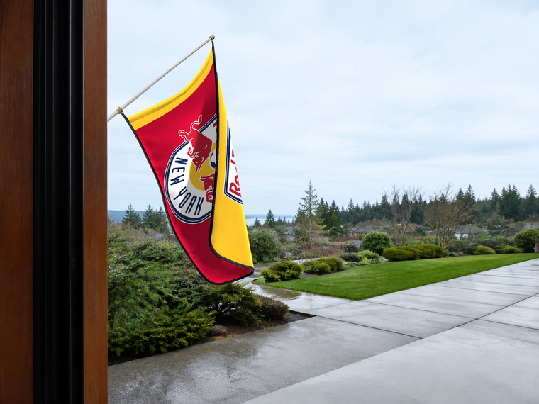 Red Bull New York Authentic Gameday Flag — approved one-scene environment view — EXO R89 — item_id=mls-red-bull-new-york — source_sha256=eba73ad2c2256f16a9b43d7b5d2a826a46c775ceea8124df57528a3b9111a114