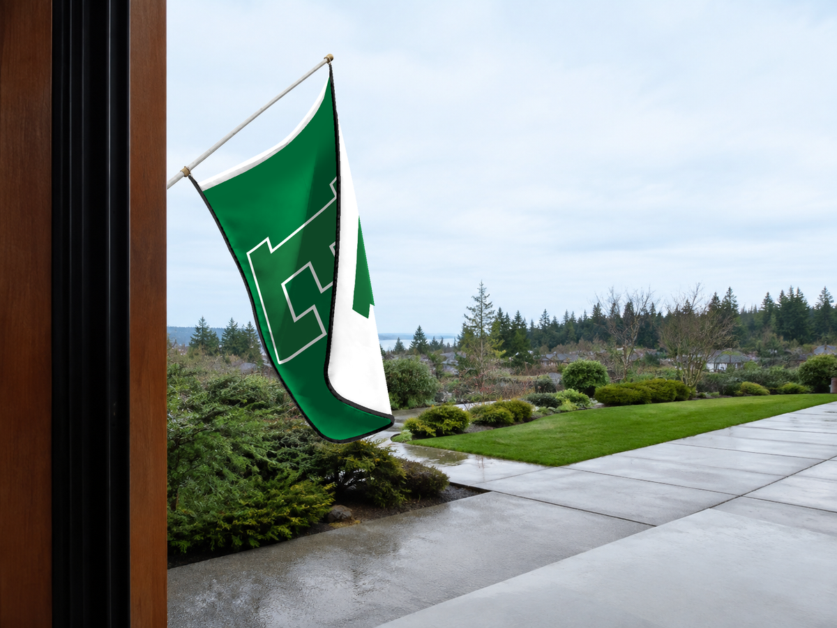Eastern Michigan Eagles Authentic Gameday Flag — approved one-scene environment view — EXO R89 — item_id=ncaa-fbs-eastern-michigan-eagles — source_sha256=2efa61451da5e7ff78bcb4982aed7cede5bb9b1116fd224d1e6bbe09d1fa72cb