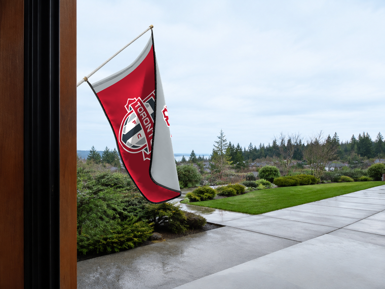 Toronto FC Authentic Gameday Flag — approved one-scene environment view — EXO R89 — item_id=mls-toronto-fc — source_sha256=755275f262d34091dc1dd85c661ef87e5ad2794b522a17dee5e97ceac6aafa84