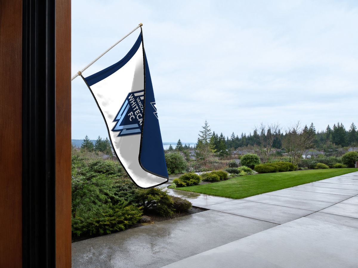 Vancouver Whitecaps Authentic Gameday Flag — approved one-scene environment view — EXO R89 — item_id=mls-vancouver-whitecaps — source_sha256=f0d3a13aebb3440b3009a2f3370bbf5ed728844a69f880da90e989408ac7a8c7