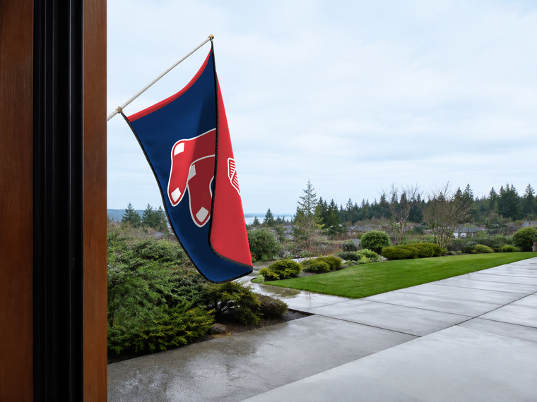 Boston Red Sox Authentic Gameday Flag — approved one-scene environment view — EXO R89 — item_id=mlb-boston-red-sox — source_sha256=7ea88399a209e443180f9299109dd021a7ec8ba56f3ce9cba530d2d38166b61d