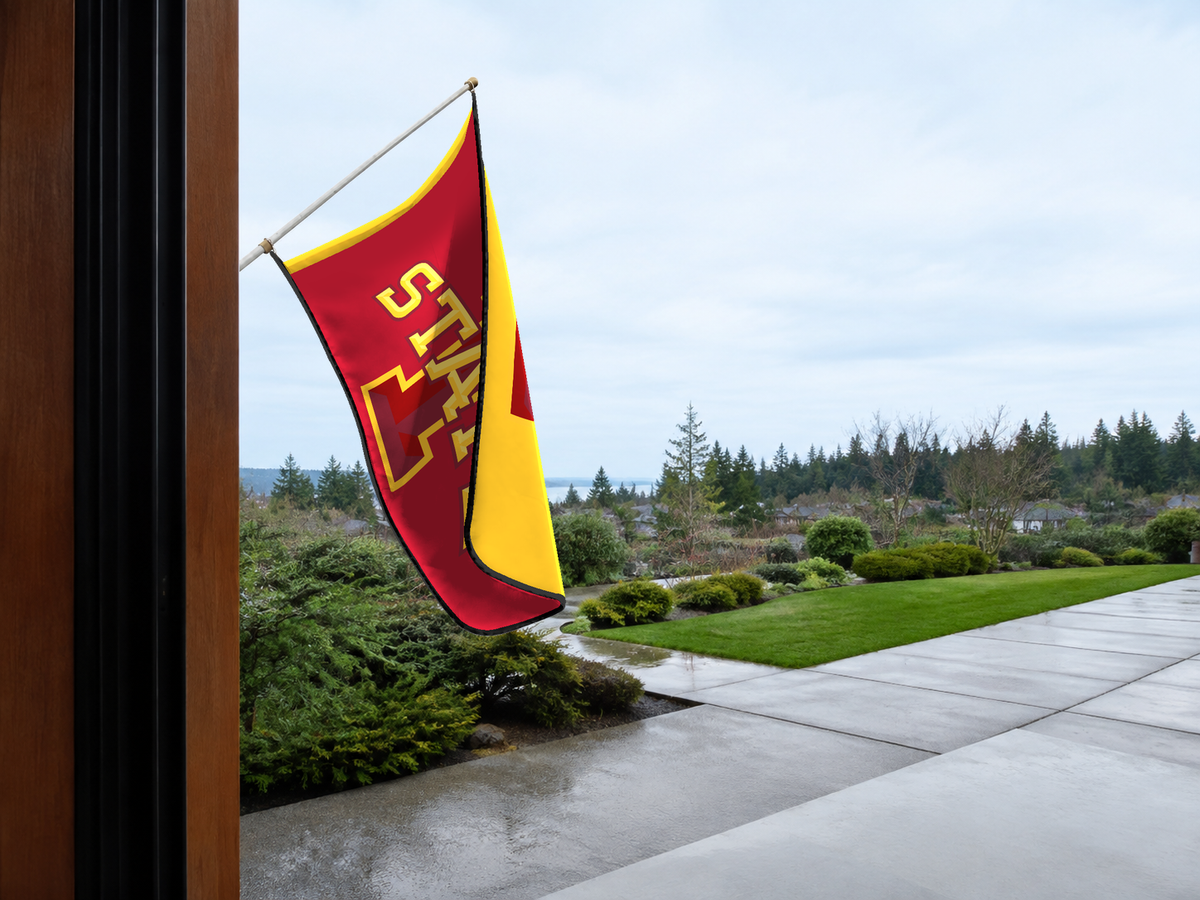 Iowa State Cyclones Authentic Gameday Flag — approved one-scene environment view — EXO R89 — item_id=ncaa-fbs-iowa-state-cyclones — source_sha256=cbf896bd1036b7fe27c846d69fab3e918e772e251add170b2c41d2702164c314