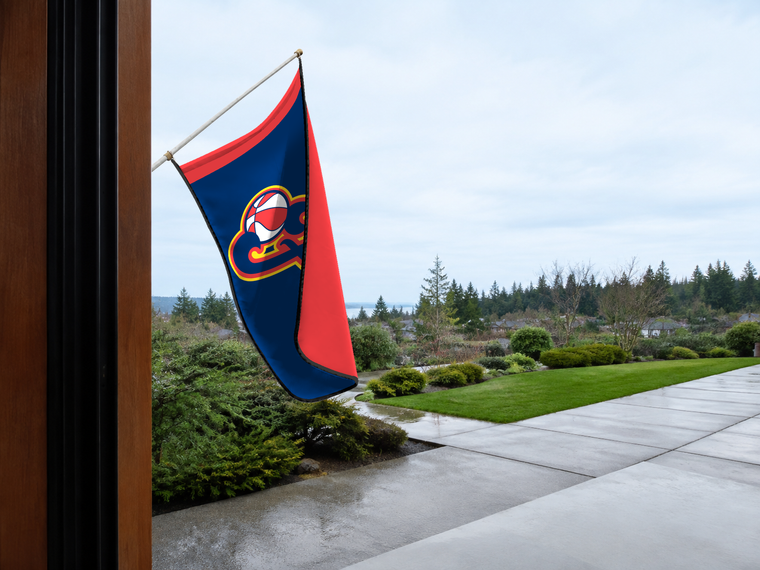Indiana Fever Authentic Gameday Flag — approved one-scene environment view — EXO R89 — item_id=wnba-indiana-fever — source_sha256=eaf89e97abc97933f077cb97710c205aec6d22271ec37586835129fe5dd3637d