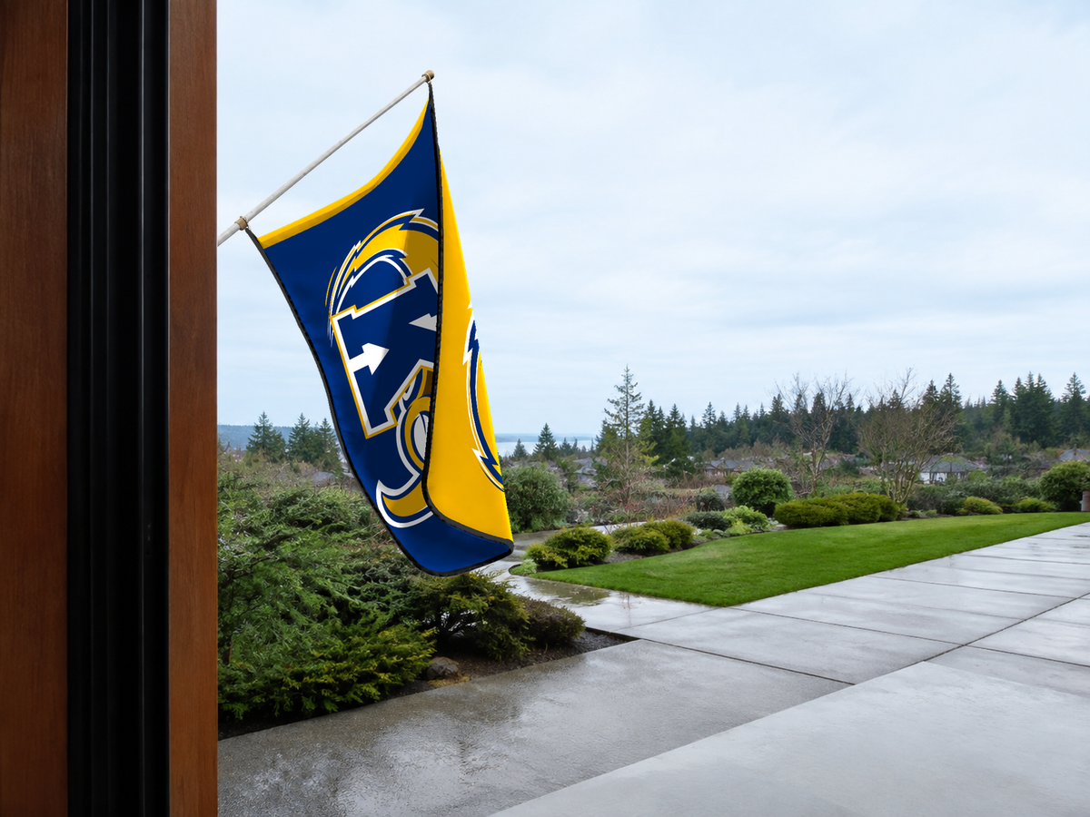 Kent State Golden Flashes Authentic Gameday Flag — approved one-scene environment view — EXO R89 — item_id=ncaa-fbs-kent-state-golden-flashes — source_sha256=940c86938005045a0714e927913dab1e54ea62af024dfeaa532576e26ab9b644