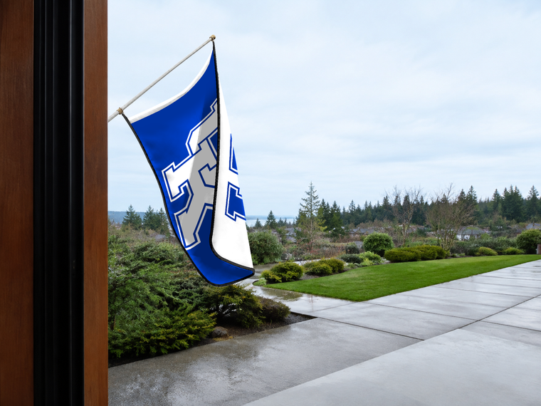 Kentucky Wildcats Authentic Gameday Flag — approved one-scene environment view — EXO R89 — item_id=ncaa-fbs-kentucky-wildcats — source_sha256=ab539d6715d7af3d6874723ff1c4cb8ecc6b2442a3de88868dadf79e8576f6fc