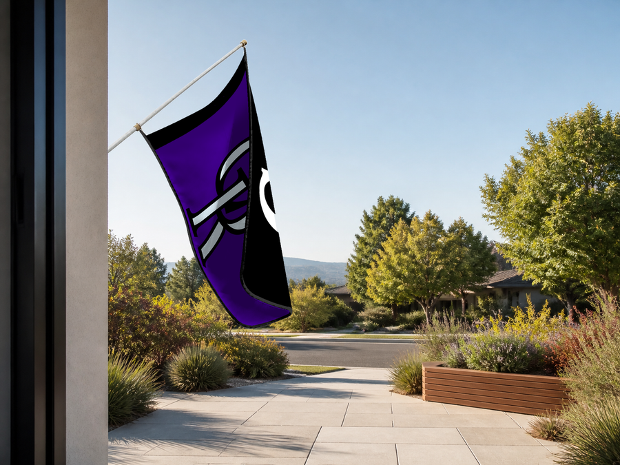 Colorado Rockies Authentic Gameday Flag — approved one-scene environment view — EXO R89 — item_id=mlb-colorado-rockies — source_sha256=7db6b24e95cf72909ab24760cd2ee172adf9e5205bac6e969093e9b3a6dbb0ca