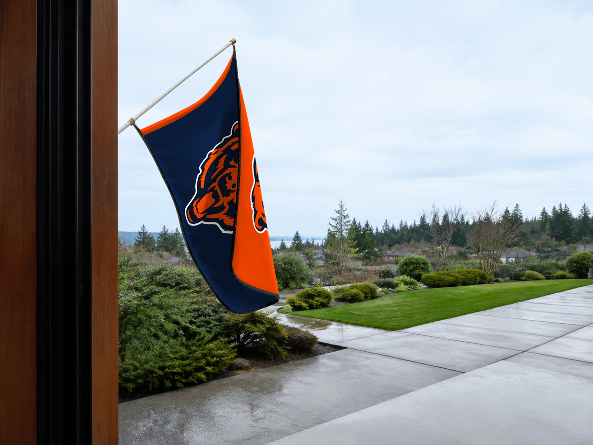 Chicago Bears Authentic Gameday Flag — approved one-scene environment view — EXO R89 — item_id=nfl-chicago-bears — source_sha256=588d9fcf11a6eae81c47ef0c79210e0b8f582ba2febb0b540d6d57c639567a71