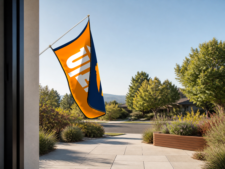 UTEP Miners Authentic Gameday Flag — approved one-scene environment view — EXO R89 — item_id=ncaa-fbs-utep-miners — source_sha256=79a85c37f72ac07cae75a05a5b981a2e9ec56a60374a1511d6de67cb667e2868
