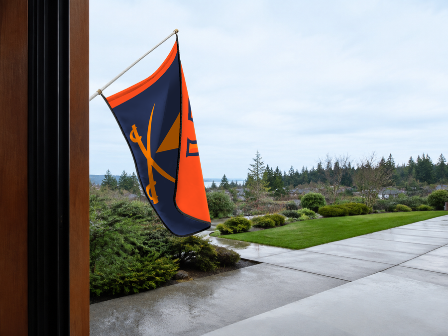 Virginia Cavaliers Authentic Gameday Flag — approved one-scene environment view — EXO R89 — item_id=ncaa-fbs-virginia-cavaliers — source_sha256=1ba345555271c9bebfa887c56181f626c492825bc740067fcb28bb0b6ae75ae4