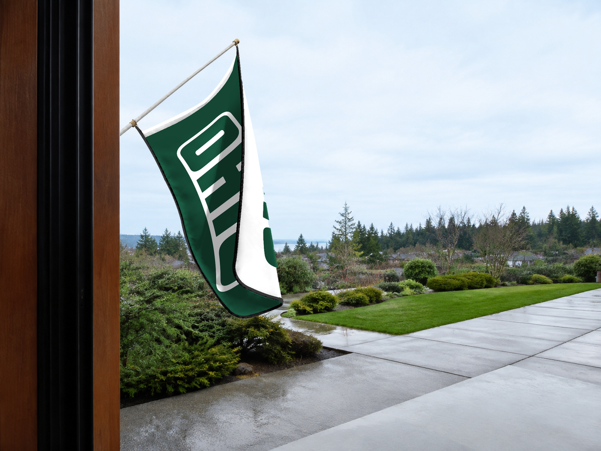 Ohio Bobcats Authentic Gameday Flag — approved one-scene environment view — EXO R89 — item_id=ncaa-fbs-ohio-bobcats — source_sha256=d5972cd8bb300e2d954121efc7b505c939ba157dc8bbd62767c6c5b0fb829b51