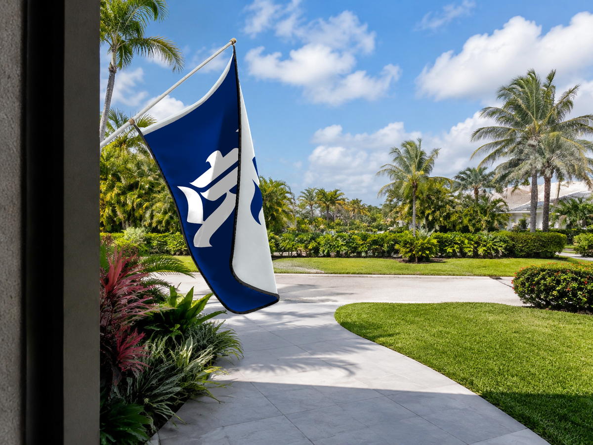 Rice Owls Authentic Gameday Flag — approved one-scene environment view — EXO R89 — item_id=ncaa-fbs-rice-owls — source_sha256=1c128c7b641bf3c2a5527d4f170013774dea5f330b48b1d1d735245e59754622