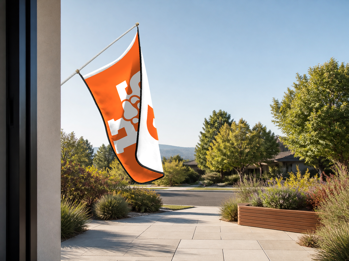 Sam Houston Bearkats Authentic Gameday Flag — approved one-scene environment view — EXO R89 — item_id=ncaa-fbs-sam-houston-bearkats — source_sha256=c71a0b6071c5c59a3c83cf66dabca969a733d2f86a221e2b77458a3922f475b6