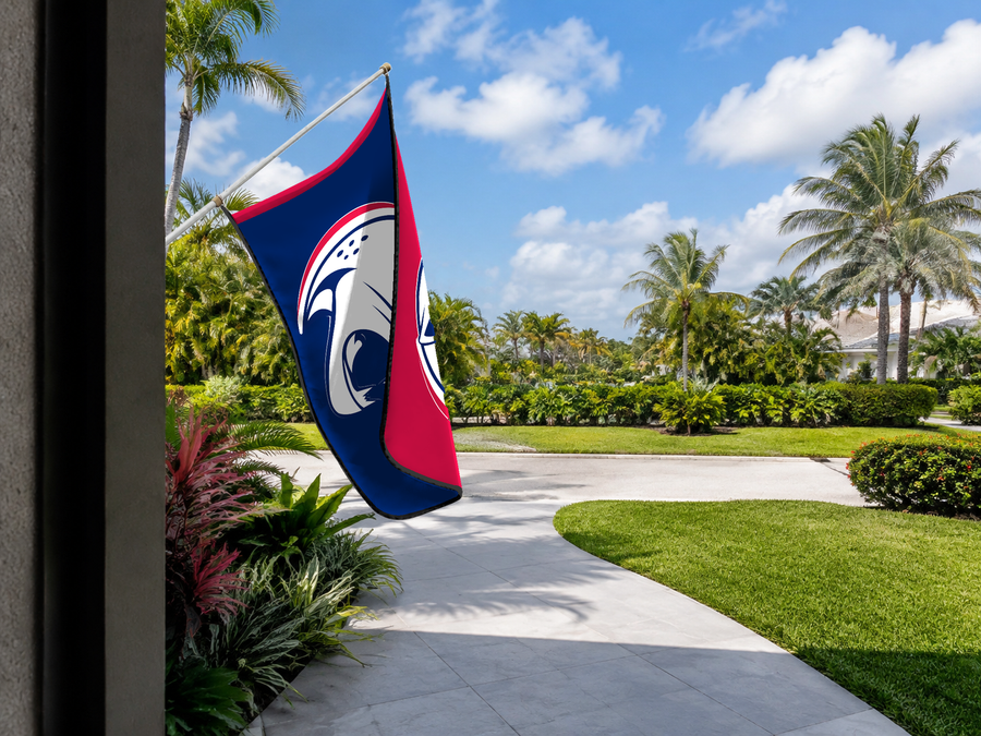 South Alabama Jaguars Authentic Gameday Flag — approved one-scene environment view — EXO R89 — item_id=ncaa-fbs-south-alabama-jaguars — source_sha256=3e26290a4d505d677496ef4ed68ef2d593d5a83f7da5b09dd940f6b46b5d0893