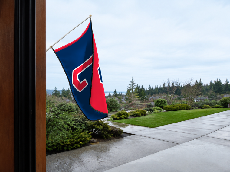 Cleveland Guardians Authentic Gameday Flag — approved one-scene environment view — EXO R89 — item_id=mlb-cleveland-guardians — source_sha256=28766232923537c548f04b17a3caea93c043cf2f8e899559eed255d405e63ac3