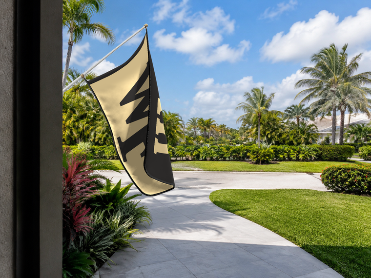 Wake Forest Demon Deacons Authentic Gameday Flag — approved one-scene environment view — EXO R89 — item_id=ncaa-fbs-wake-forest-demon-deacons — source_sha256=41fdb44c1102564f1dd5e18a762369db1eab9f0080c7c673ed00ecdd1f565a54