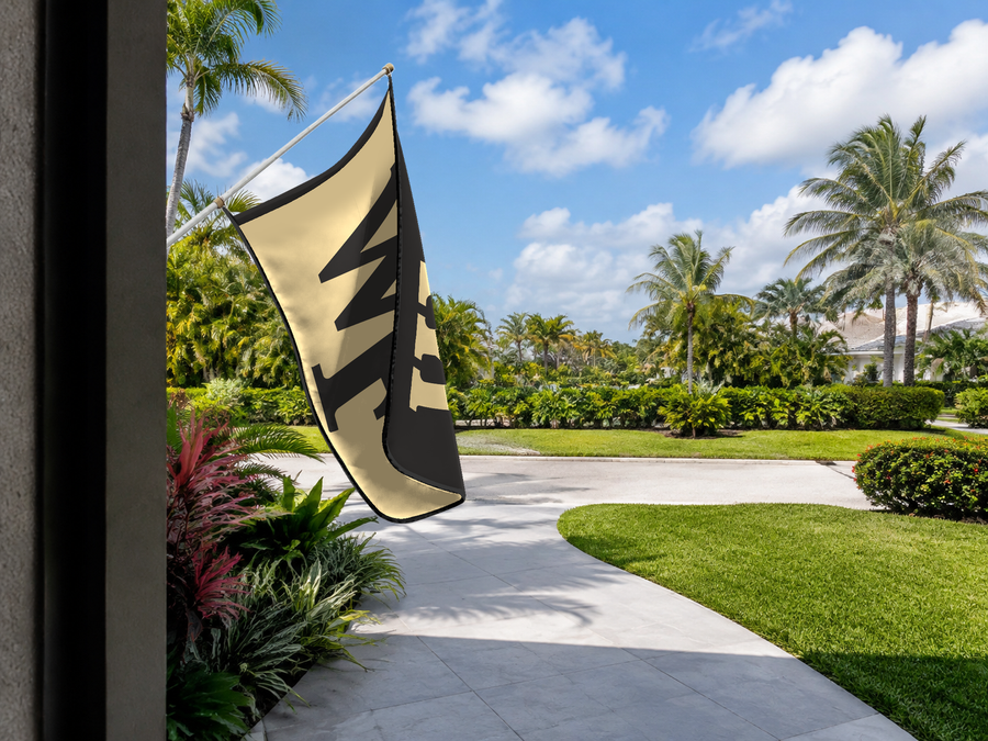 Wake Forest Demon Deacons Authentic Gameday Flag — approved one-scene environment view — EXO R89 — item_id=ncaa-fbs-wake-forest-demon-deacons — source_sha256=41fdb44c1102564f1dd5e18a762369db1eab9f0080c7c673ed00ecdd1f565a54
