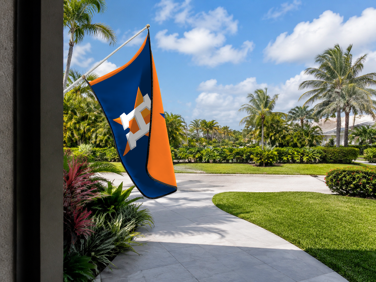 Houston Astros Authentic Gameday Flag — approved one-scene environment view — EXO R89 — item_id=mlb-houston-astros — source_sha256=117c72ada669a7d711a0369ee8df3506d4cb0efd43616fa5dd9ab0bf49248581