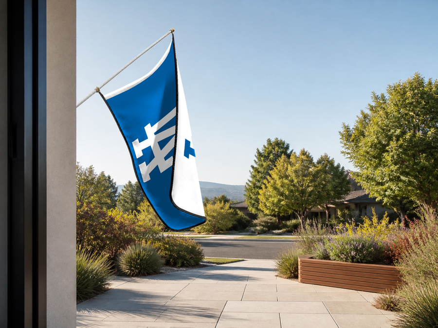 Los Angeles Dodgers Authentic Gameday Flag — approved one-scene environment view — EXO R89 — item_id=mlb-los-angeles-dodgers — source_sha256=713c170db7810563034334138baa0d81178b4e3894470d9eb949f49f3e6a2daa