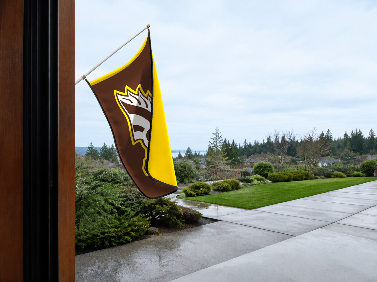 Western Michigan Broncos Authentic Gameday Flag — approved one-scene environment view — EXO R89 — item_id=ncaa-fbs-western-michigan-broncos — source_sha256=c0fbf86bfaaecba62a96ca1ef141a484d45e66d64f0c0336191abb78ffa6b3a0