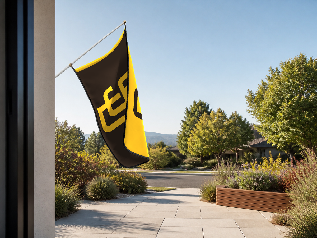 San Diego Padres Authentic Gameday Flag — approved one-scene environment view — EXO R89 — item_id=mlb-san-diego-padres — source_sha256=c5cae3be0ae8d45da6ea6ced5db9b7692786ae08ad3c79231d31c0da3f8dd1a5