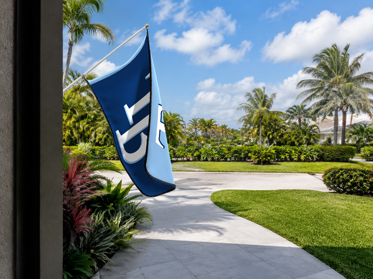 Tampa Bay Rays Authentic Gameday Flag — approved one-scene environment view — EXO R89 — item_id=mlb-tampa-bay-rays — source_sha256=32a630bc859fdaec91bd594d383b16e06e44ad2815297c1079d472324d921372
