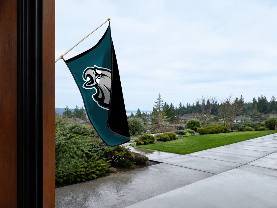 Philadelphia Eagles Authentic Gameday Flag — approved one-scene environment view — EXO R89 — item_id=nfl-philadelphia-eagles — source_sha256=65bc05822ccbc6f679fcb383a96fba24d3a0ace91587a37145408674460a35aa
