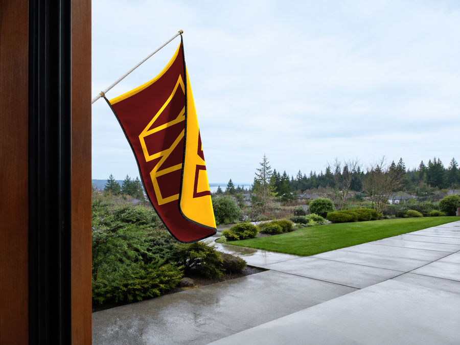Washington Commanders Authentic Gameday Flag — approved one-scene environment view — EXO R89 — item_id=nfl-washington-commanders — source_sha256=0f05fc4302b3fb8adb2d36c18d3927a310f9fe828264cbc9c80d7ccf7b00c066