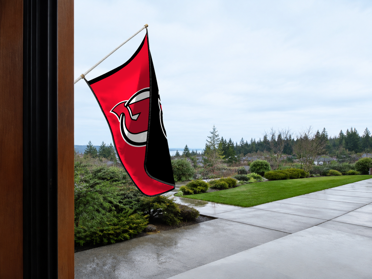 New Jersey Devils Authentic Gameday Flag — approved one-scene environment view — EXO R89 — item_id=nhl-new-jersey-devils — source_sha256=b399aea7074db4d630e5fb7710bb9ed194c81b6bf2274f5329378bfad369f044