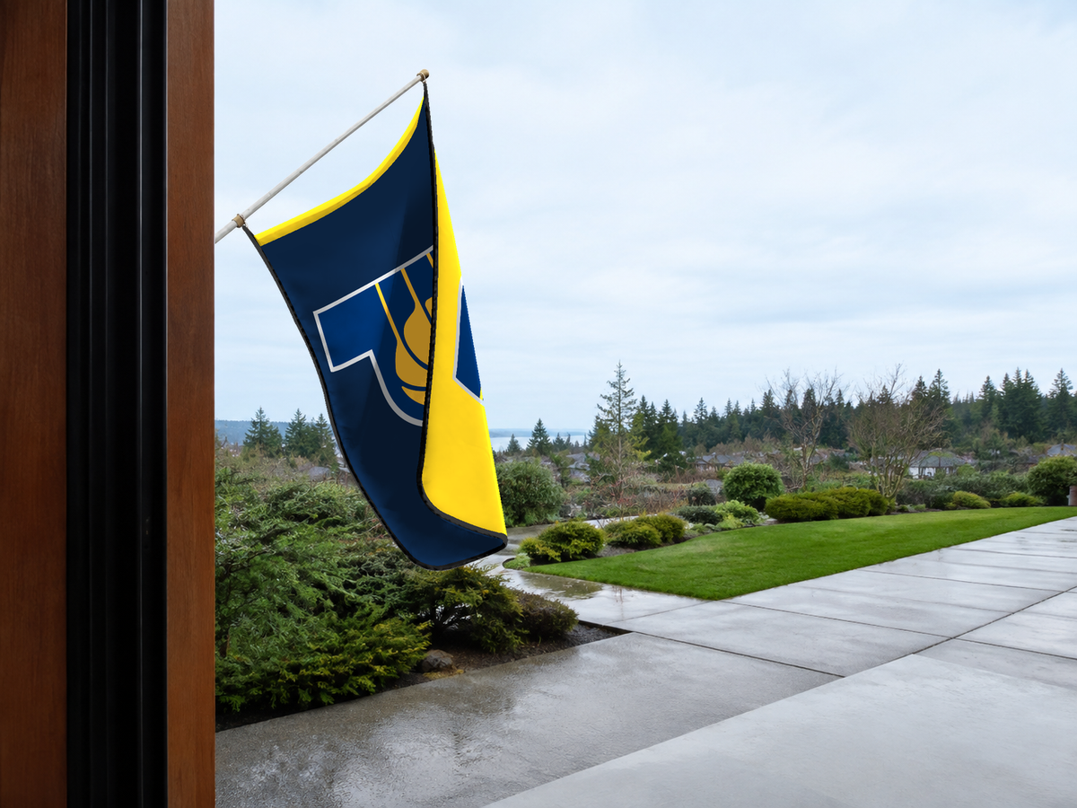 Indiana Pacers Authentic Gameday Flag — approved one-scene environment view — EXO R89 — item_id=nba-indiana-pacers — source_sha256=dc684bba35104cf4a9a4d8587281e11fca245ec864aa28e6b1c83796f8358ae5