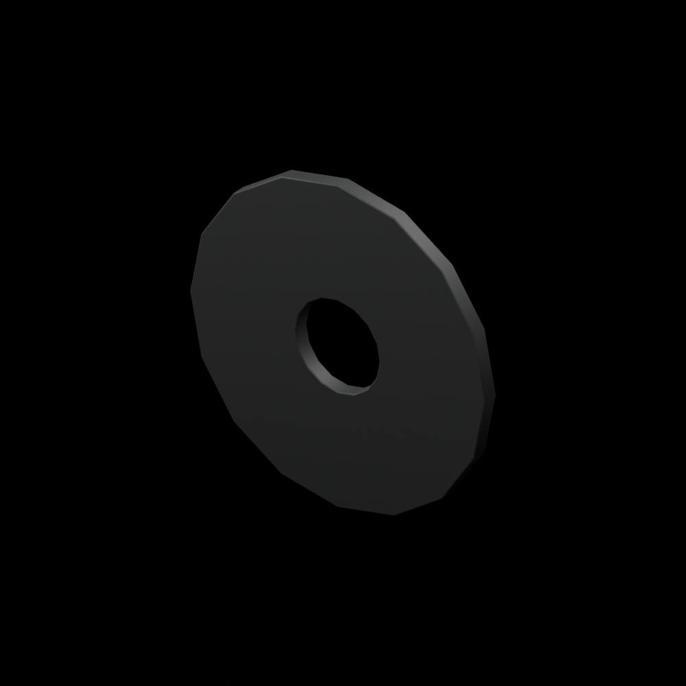 EXO-HDW 1/4-Inch Flat Washer - 90313A107-FLAT-WASHER-1-4-1-000OD - black-oxide stainless steel - clean isometric view