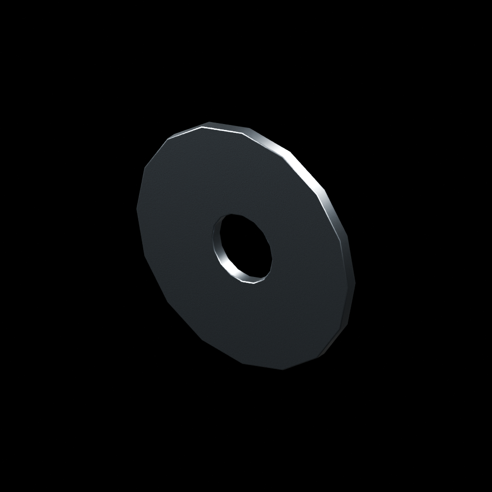EXO-HDW 1/4-Inch Flat Washer - 90313A107-FLAT-WASHER-1-4-1-000OD - raw stainless steel - clean isometric view