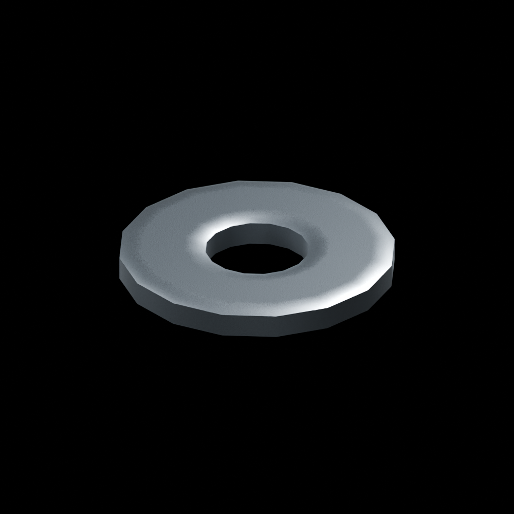 EXO-HDW 1/4-Inch Flat Washer - raw stainless steel - clean isometric view