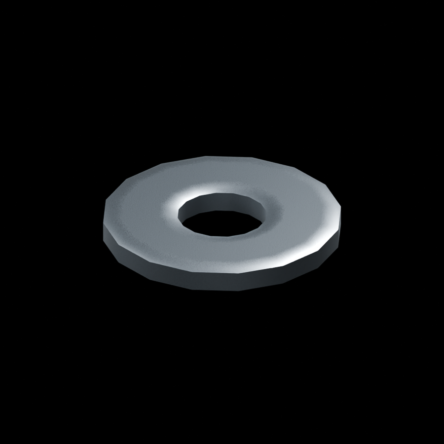 EXO-HDW 1/4-Inch Flat Washer - raw stainless steel - clean isometric view