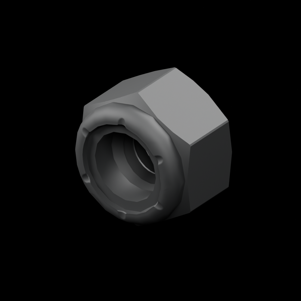 EXO-HDW 1/4-20 Nylon-Insert Locknut - black-oxide stainless steel - clean isometric view