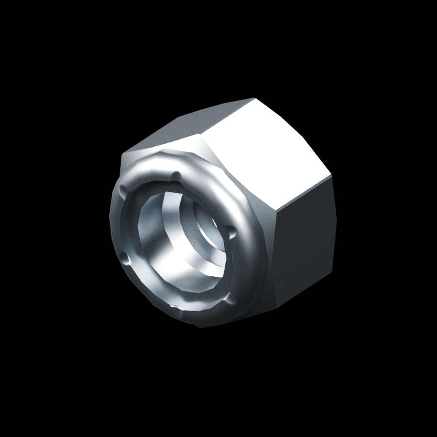 EXO-HDW 1/4-20 Nylon-Insert Locknut - raw stainless steel - clean isometric view