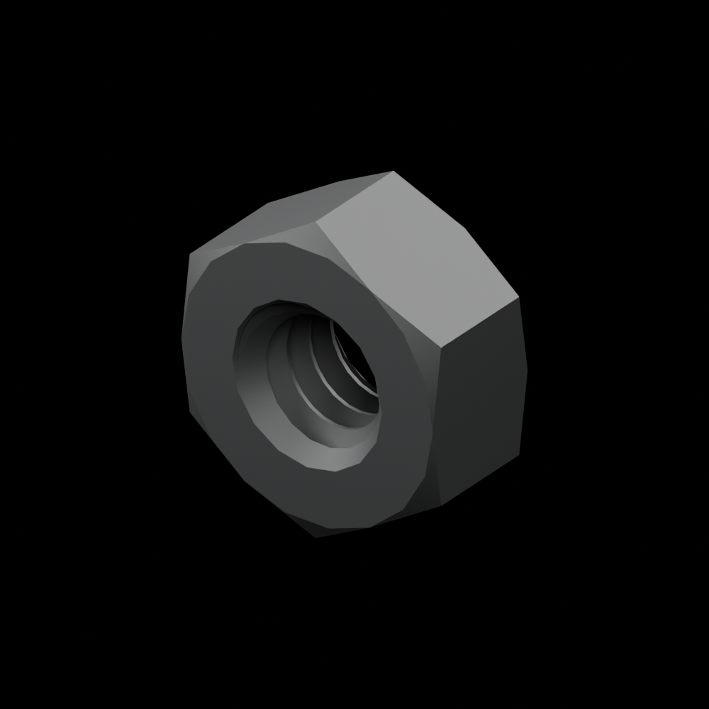 EXO-HDW 1/4-20 Hex Nut - black-oxide stainless steel - clean isometric view